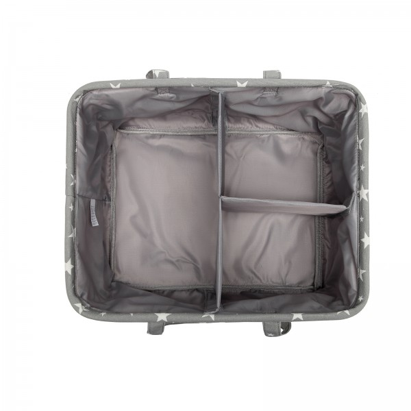 EB2048 - Kono Baby Nappy Caddy Organiser With Storage - Star Print Grey